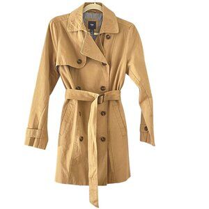 GAP Women’s Belted Trench Coat – Size S – Classic Double-Breasted Khaki Jacket